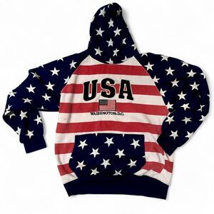 USA Washington DC American flag red white and blue hoodie novelty tourist tacky